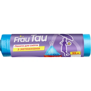Пакети для сміття Frau Tau із затяжками Сині 35 л 30 шт. (4820195507926) зображення 1