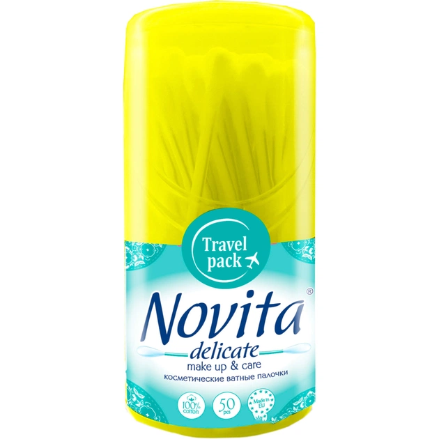 Ватні палички Novita Delicate в круглій банці моноблок 50 шт. (4823071619423) - изображение 2