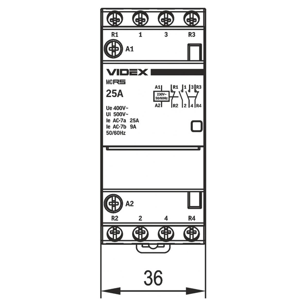 Контактор Videx 4п 25А 2НВ 2НЗ VF-RS-MC2O2C-25 RESIST - picture 5