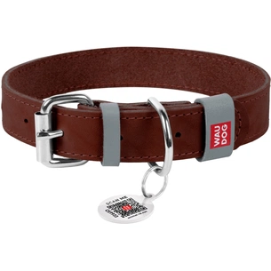Нашийник для тварин WAUDOG Classic шкіряний 25 мм х 38-49 см коричневий (02186) зображення 1