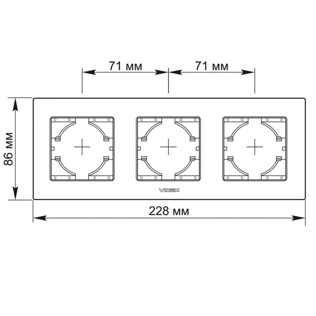 Рамка Videx BINERA мідний алюміній 3 поста (VF-BNFRA3H-CP) - изображение 3