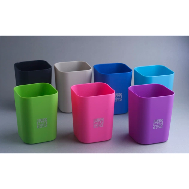 Підставка для ручок Buromax Rubber Touch Квадратна Чорна (BM.6352-01) - picture 3