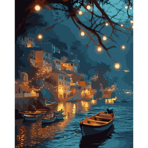Картина по номерам Santi Вечірня гавань, 40*50 см, LED підсвітка (955086) зображення 1