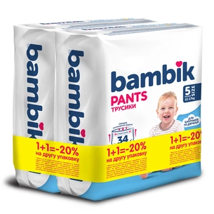 Підгузки Bambik Трусики 12-17 кг Розмір 5 2 х 34 шт (4823071664003) зображення 1