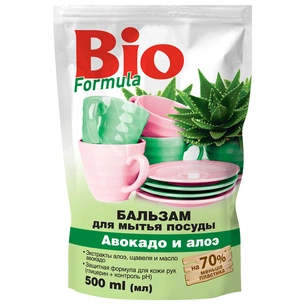 Засіб для ручного миття посуду Bio Formula Авокадо та Алое дой-пак 500 мл (4823015900020) зображення 1
