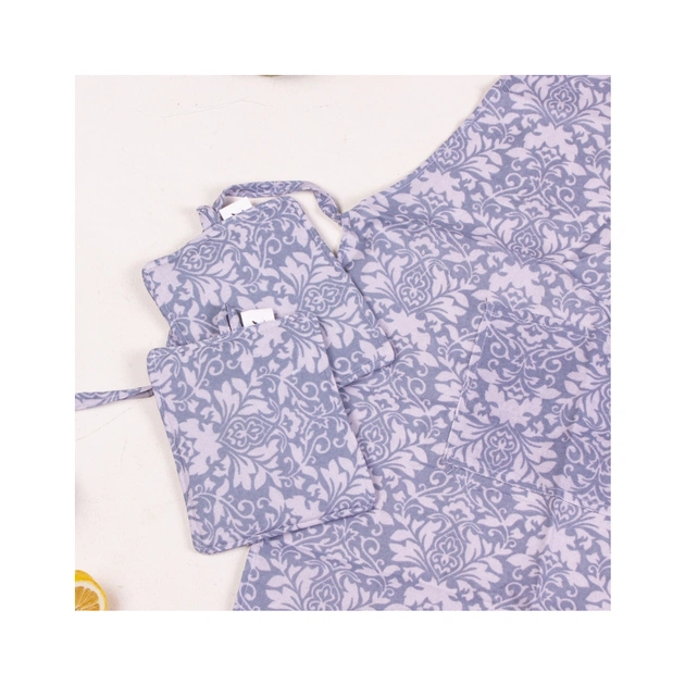 Фартух MirSon Набір №217 - Blue patterns дві прихватки + дві рукавички-прихватки + фартух (2200006754442) - picture 4