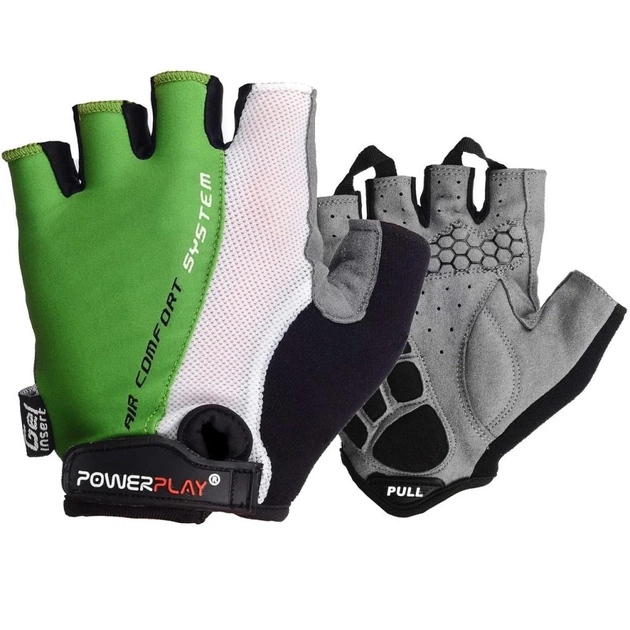 Велорукавиці PowerPlay 5010 White/Green L (5010C_L_Green) - зображення 1