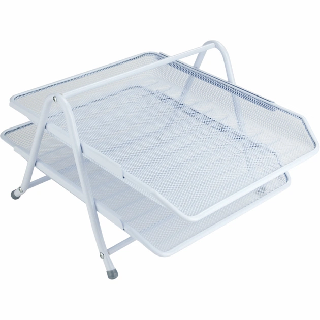 Лоток для паперів Axent горизонтальний 2-в-1, металева сітка 203x295x350мм Білий (2121-21-A) - picture 1