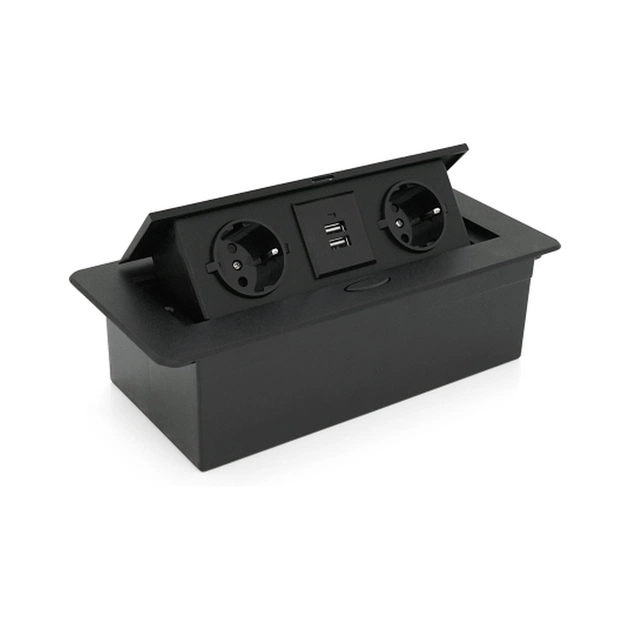 Розетка Voltronic J29L, дві розетки + 2*USB, напольна, висувна (20011) - зображення 1