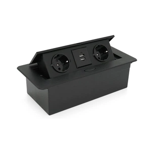 Розетка Voltronic J29L, дві розетки + 2*USB, напольна, висувна (20011) зображення 1