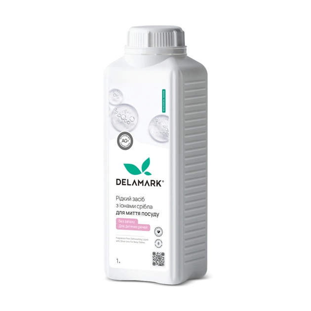 Средство для ручного мытья посуды DeLaMark С ионами серебра Для детской посуды Без запаха 1 л (4820152334107) - изображение 1