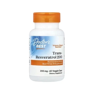 Витаминно-минеральный комплекс Doctor's Best Ресвератрол, 200 мг, Trans-Resveratrol 200, 60 вегетарианских капсу (DRB-00211) изображение 1