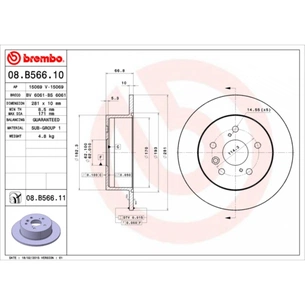 Гальмівний диск Brembo 08.B566.11 зображення 1