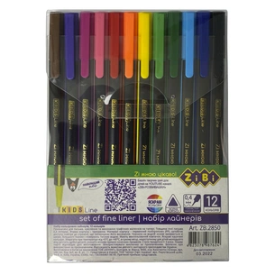 Лайнер ZiBi набір різнокольорових Тригранні 0.4 мм, 12 шт (ZB.2850) зображення 1