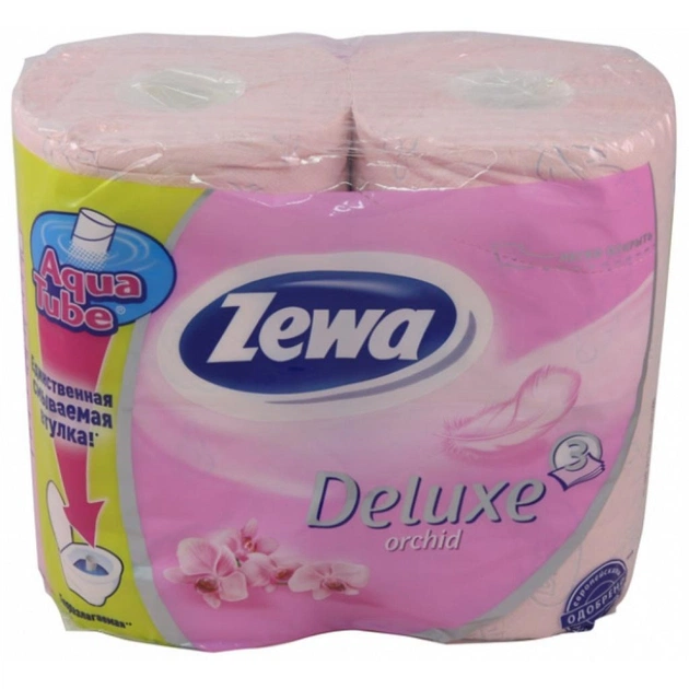 Туалетний папір Zewa Deluxe 3-шаровий Орхідея Рожевий 4 шт (7322540568745) - изображение 1