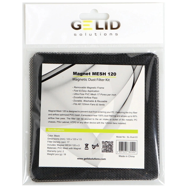 Пиловий фільтр для ПК Gelid Solutions MAGNET MESH DUST FILTER 120 3pcs (SL-Dust-03) - picture 3