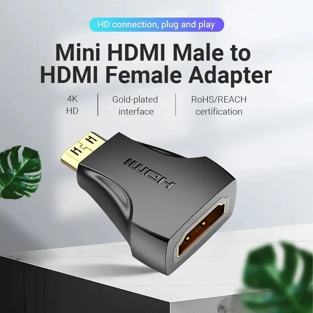 Адаптер Vention HDMI - mini-HDMI (F/M), черный (AISB0) - изображение 1