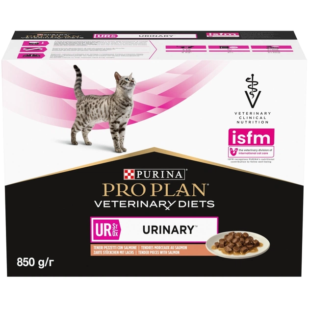 Вологий корм для кішок Purina Pro Plan Veterinary Diets UR ST/OX Urinary З лососем 10 x 85 г (8445290093851) - picture 1