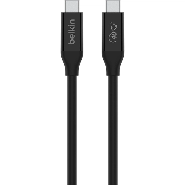 Дата кабель USB-C to USB-C 0.8m USB4 40Gbps 100W Black Belkin (INZ001BT0.8MBK) - изображение 1