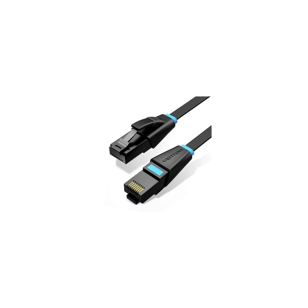 Патч-корд 1m UTP cat 6 RJ-45 flat black Vention (IBABF) - зображення 1