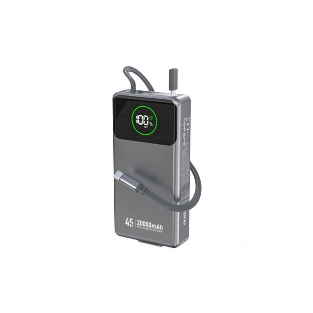 Батарея універсальна Dudao K31Pro 20000mAh 45W PD, QC, with built-in USB-C/Lightning cables (6977196682010) - зображення 1