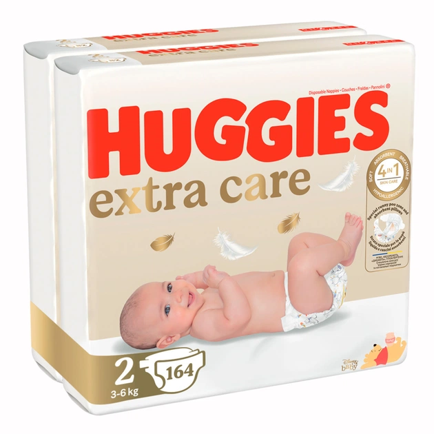 Підгузки Huggies Extra Care 2 (3-6 кг) M-Pack 164 шт (5029054234778_5029053549637) - picture 2