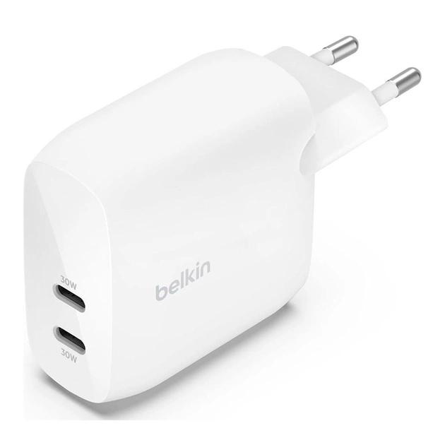 Зарядний пристрій Belkin 30W 2хUSB-С PD PPS white (WCB010VFWH) - зображення 1