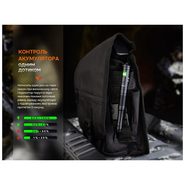 Тактическая ручка Fenix T6 з ліхтариком Black (T6-Black) - изображение 12