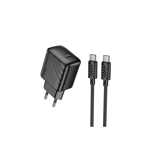 Зарядное устройство HOCO CS24A USB-C PD25W + cable USB-C to USB-C black (6942007639774) - изображение 1