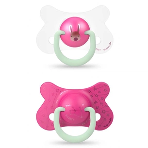 Пустушка Suavinex Рожевий зайчик 6-18 міс 2 шт. нічна (306807) зображення 1