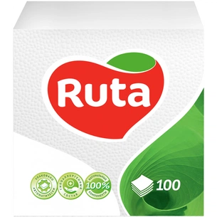 Серветки столові Ruta 1 шар 33х33 см Білі 100 шт. (4820023741478) зображення 1