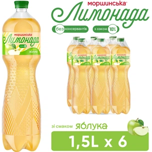 Напій Моршинська соковмісний Лимонада зі смаком Яблука 1.5 л (4820017002882) изображение 1