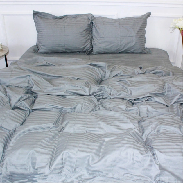 Постільна білизна MirSon SatinStripe 30-0010LightGray 220х240 King Size (2200005251157) - зображення 1