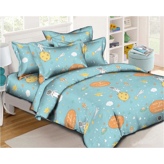 Постільна білизна MirSon Бязь Premium 17-0426 Little astronaut Сімейна (2 x 143x210) (2200002950046) - зображення 1