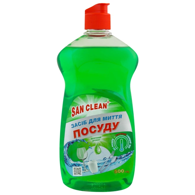 Средство для ручного мытья посуды San Clean Яблоко 500 г (4820003540152) - изображение 1