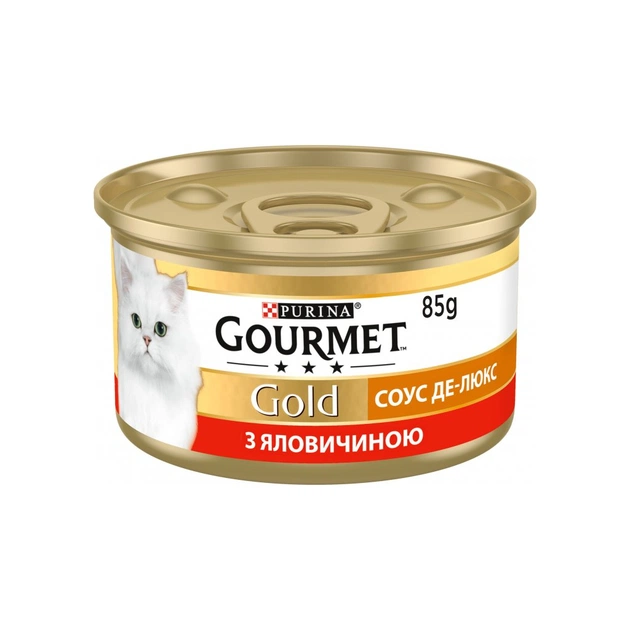 Влажный корм для кошек Purina Gourmet Gold. Соус Де-Люкс с говядиной 85 г (7613036705134) - изображение 1