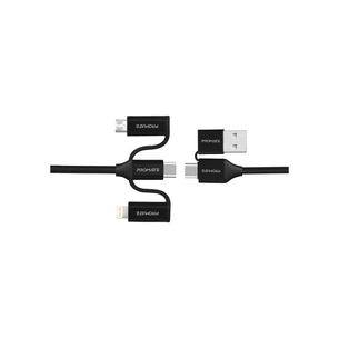 Дата кабель USB 2.0 AM to Lightning + Micro 5P + USB-C pentapower.black Promate (pentapower.black) зображення 1