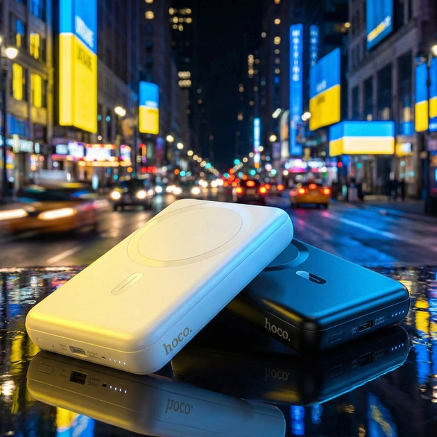 Батарея універсальна HOCO 10000mAh Grace PD/20W Magnetic White (J141 / 714985) - зображення 11