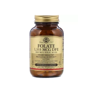 Вітамін Solgar Фолієва Кислота (В9), Folic Acid, 800 мкг, 250 рослинних капсул (SOL-01092) зображення 1