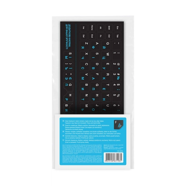 Наліпки на клавіатуру СolorWaу непрозора чорна, біло-синя (CW-BWBL) - picture 3