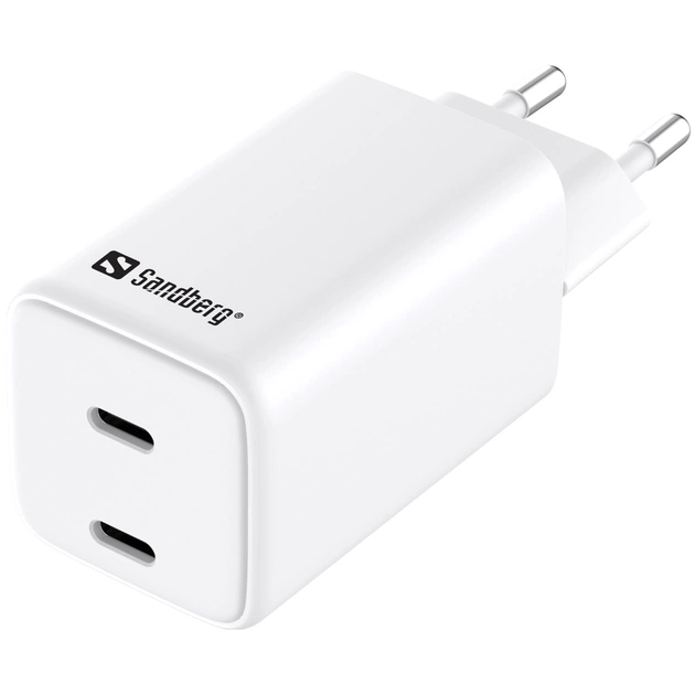 Зарядний пристрій Sandberg 2xUSB 65W (2xUSB-C) Gan III (441-56) - изображение 1