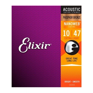 Струни для гітари Elixir 16002 Nanoweb Phosphor Bronze Acoustic Extra Light (10-47) (240661) зображення 1