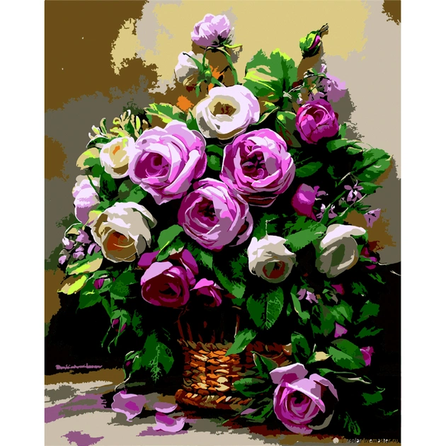 Картина по номерам ZiBi Кошик з трояндами 40*50 см ART Line (ZB.64129) - изображение 1