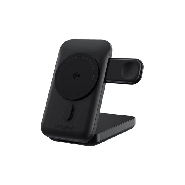 Батарея універсальна Choetech Magnetic Wireless 10000mAh 20W, PD, Qi-2 15W, USB-C, Lightning, Apple Watch charger (B750-CCBK) - зображення 1