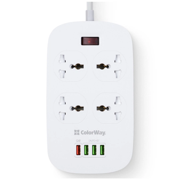 Мережевий фільтр живлення ColorWay 4 розетки/4USB White 1.8м (1QC3.0 + 3 AUTO ID) (CW-CHU44QW) - picture 3