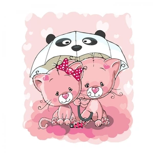 Картина по номерам Strateg Рожеві котики під парасолькою 30х40 см (SV-0022) зображення 1