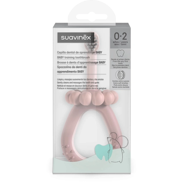 Дитяча зубна щітка Suavinex STAGE 1 з масажером від 0 до 2 років, рожева (403013) - picture 3