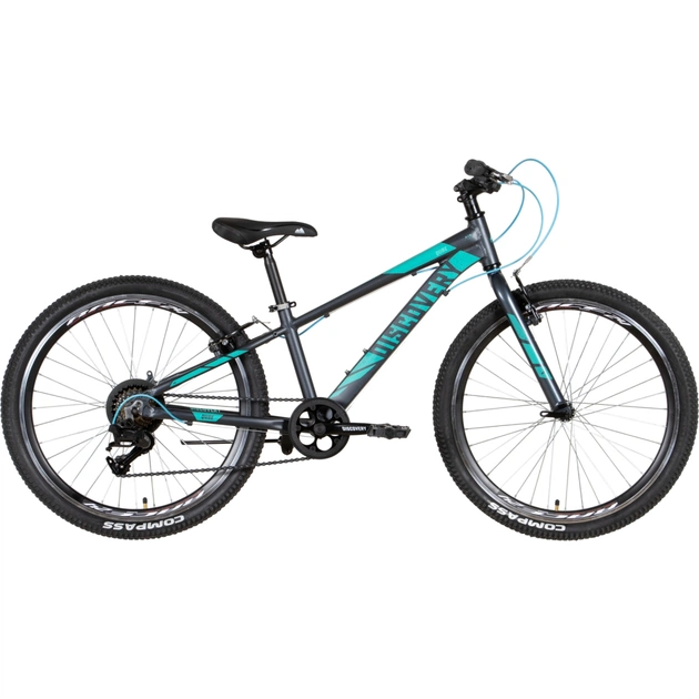 Велосипед Discovery 24" Qube Vbr рама-11,5" 2022 Grey/Turquoise (OPS-DIS-24-304) - изображение 1