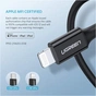 Дата кабель USB-C to Lightning 1.0m US1713A Nickel Plating ABS Shell Black Ugreen (60751) - зменшене зображення 3
