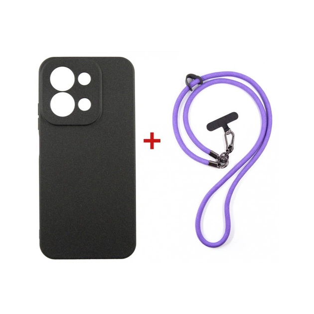 Чохол до мобільного телефона Dengos Case + Cross-body Strap Xiaomi Redmi 15C Black+Purple (DG-KM-CCRB-48) - зображення 1